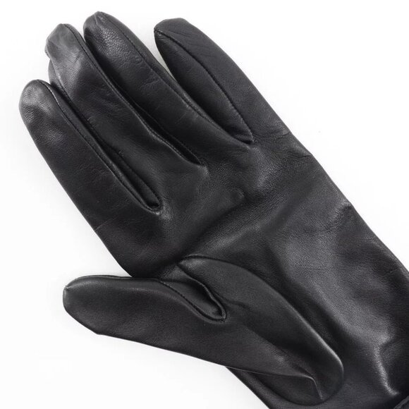 HERMES Glove gloves black lambskin/Satin Women - Picture 4 of 7
